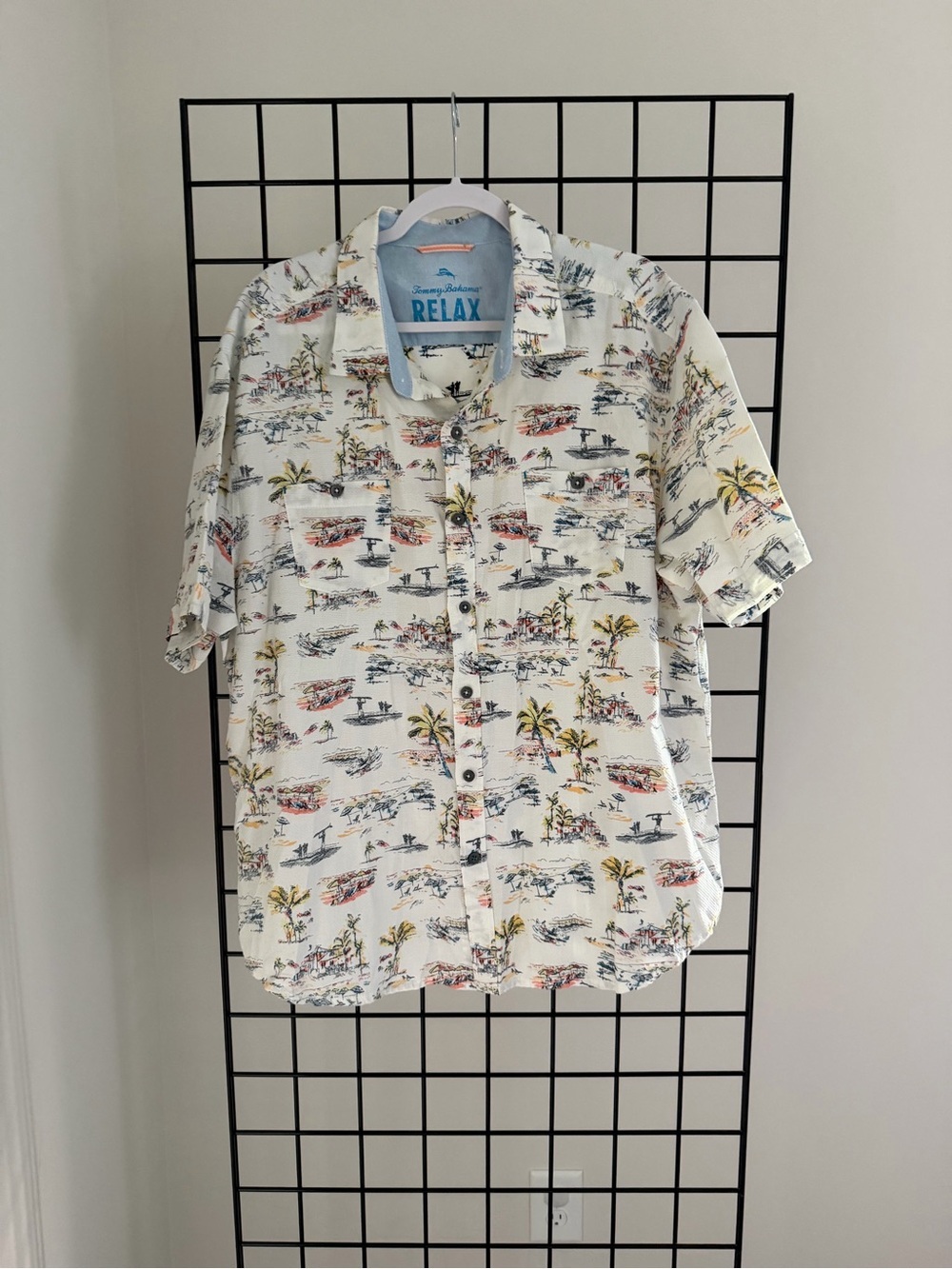 Tommy Bahama White Tropical Print Short-Sleeve Button-Down Shirt